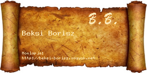 Beksi Borisz névjegykártya